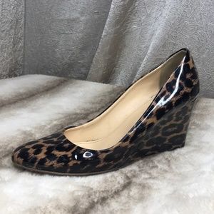 J. Crew Cheetah Patent Leather Wedges in Size 8
